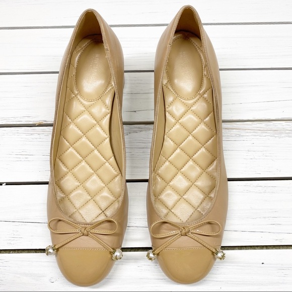 Michael Kors Quilted Nude Beige Patent Leather Ballet Chunky Heel 10 - Picture 2 of 12